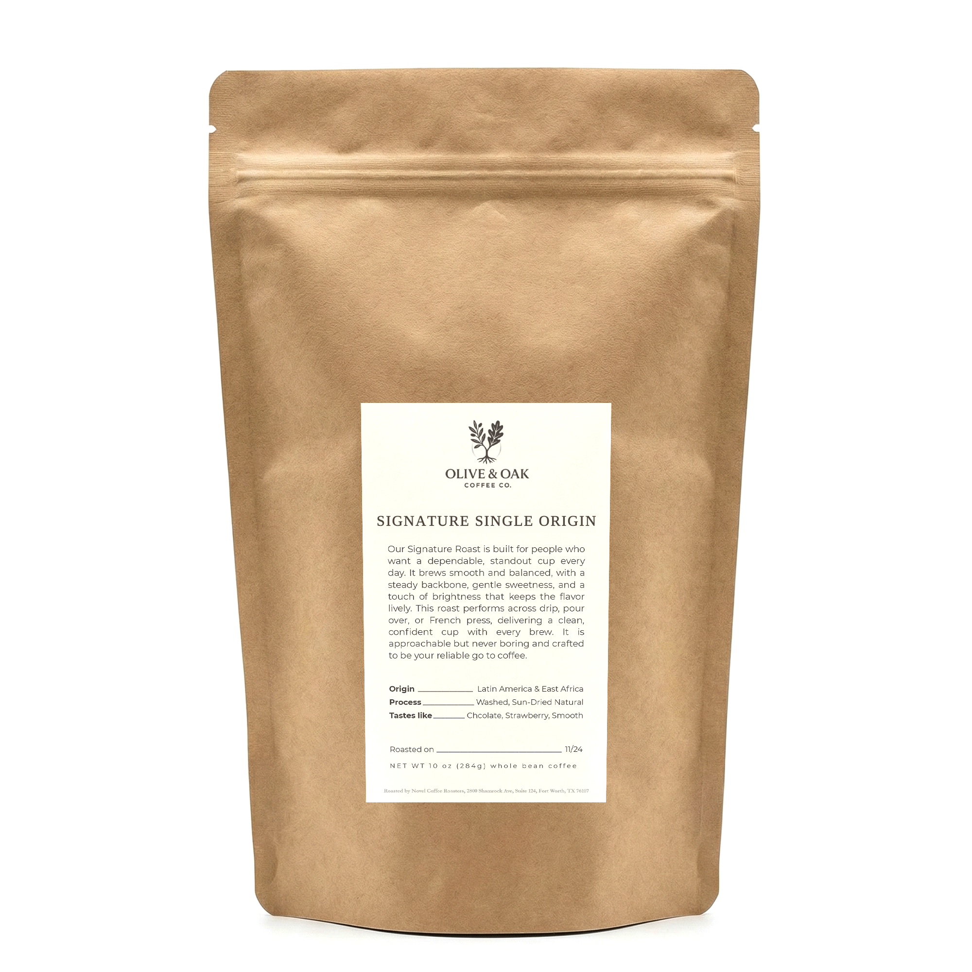 Olive & Oak Signature Single Origin coffee bag